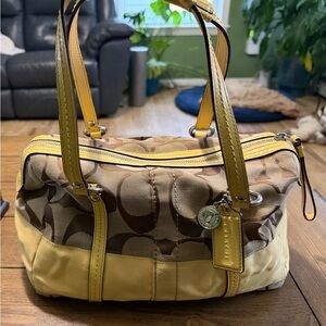 Coach Yellow and Brown Satchel
